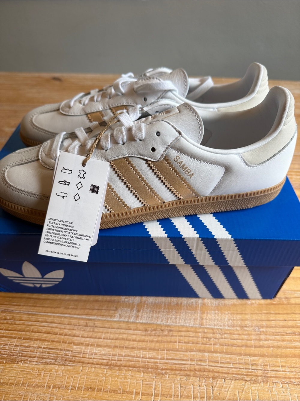 adidas Samba White with Tan Stripes Sneakers IH9127 - Picture 4 of 9